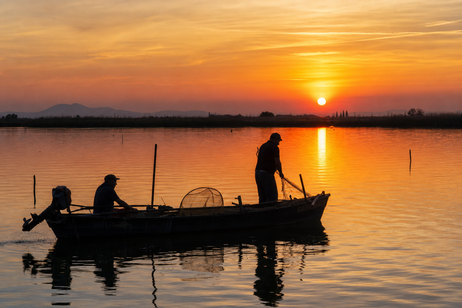 Rijstvelden en water bij natuurgebied Albufera ten zuiden van Valencia